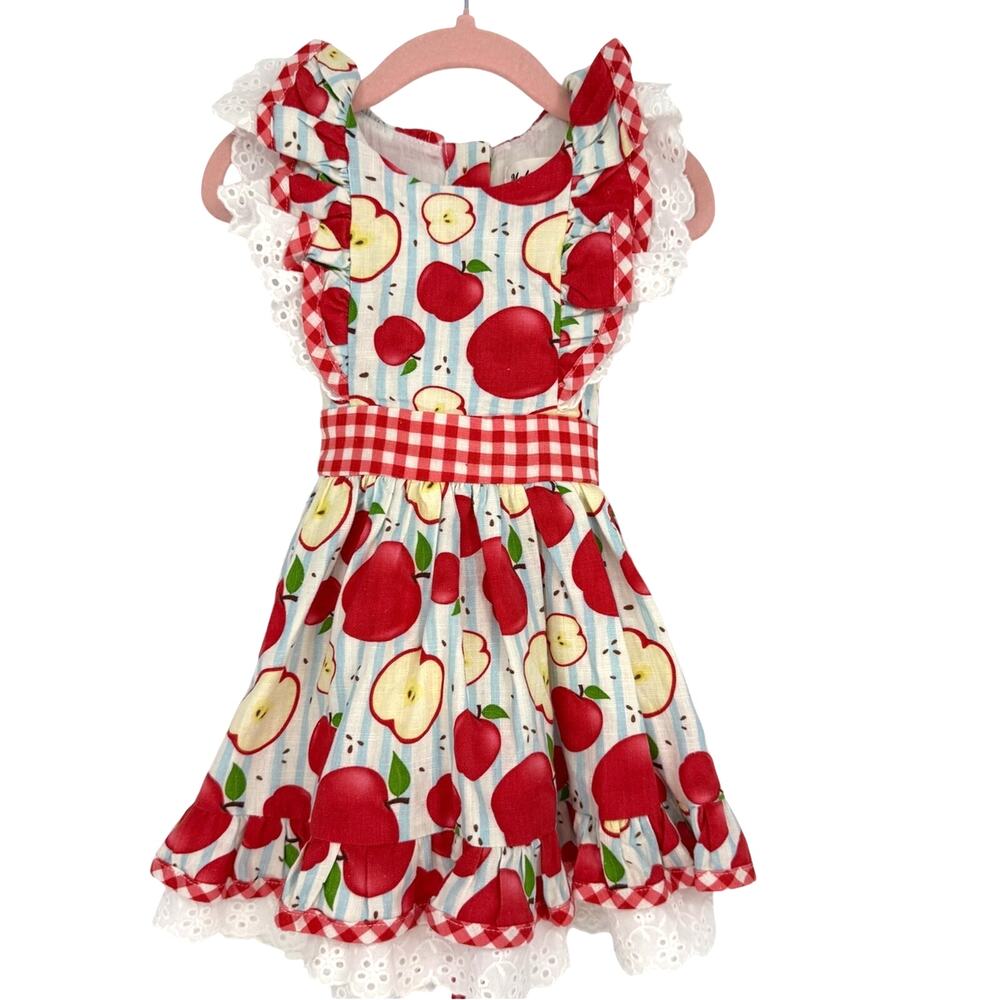 Makena Lane Apple Pinafore Dress 3 3T Fall Autumn Photo Gingham